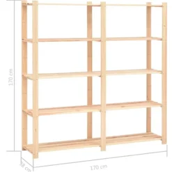 vidaXL - 2x Grenenhouten Opbergrek 5-Laags 500 kg Opslagrek Rek Opbergkast Kast
