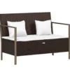 vidaXL - 2-zits Tuinbank met kussens - Bruin - Poly rattan - 112x59x82.5 cm