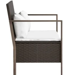 vidaXL - 2-zits Tuinbank met kussens - Bruin - Poly rattan - 112x59x82.5 cm