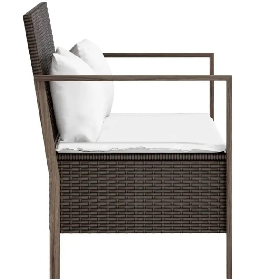vidaXL - 2-zits Tuinbank met kussens - Bruin - Poly rattan - 112x59x82.5 cm