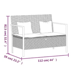 vidaXL - 2-zits Tuinbank met kussens - Bruin - Poly rattan - 112x59x82.5 cm