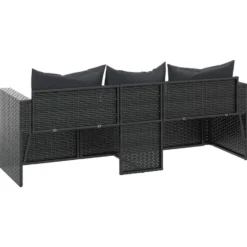 vidaXL - 3-zits Tuinbank - Zwart - Poly rattan
