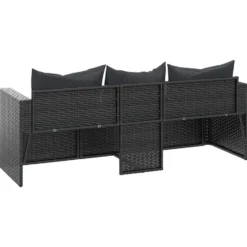 vidaXL - 3-zits Tuinbank - Zwart - Poly rattan