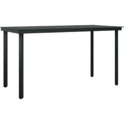 vidaXL - 6-zits Tuinset met wit kussens - Zwart - PE rattan en glas - 140x70 cm