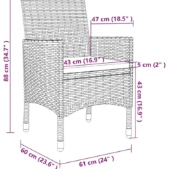 vidaXL - 6-zits Tuinset met wit kussens - Zwart - PE rattan en glas - 140x70 cm