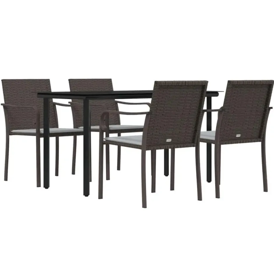 vidaXL - 4-zits Tuinset met zitkussens - Bruin - Poly rattan - 140x70 cm