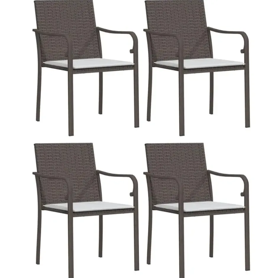 vidaXL - 4-zits Tuinset met zitkussens - Bruin - Poly rattan - 140x70 cm