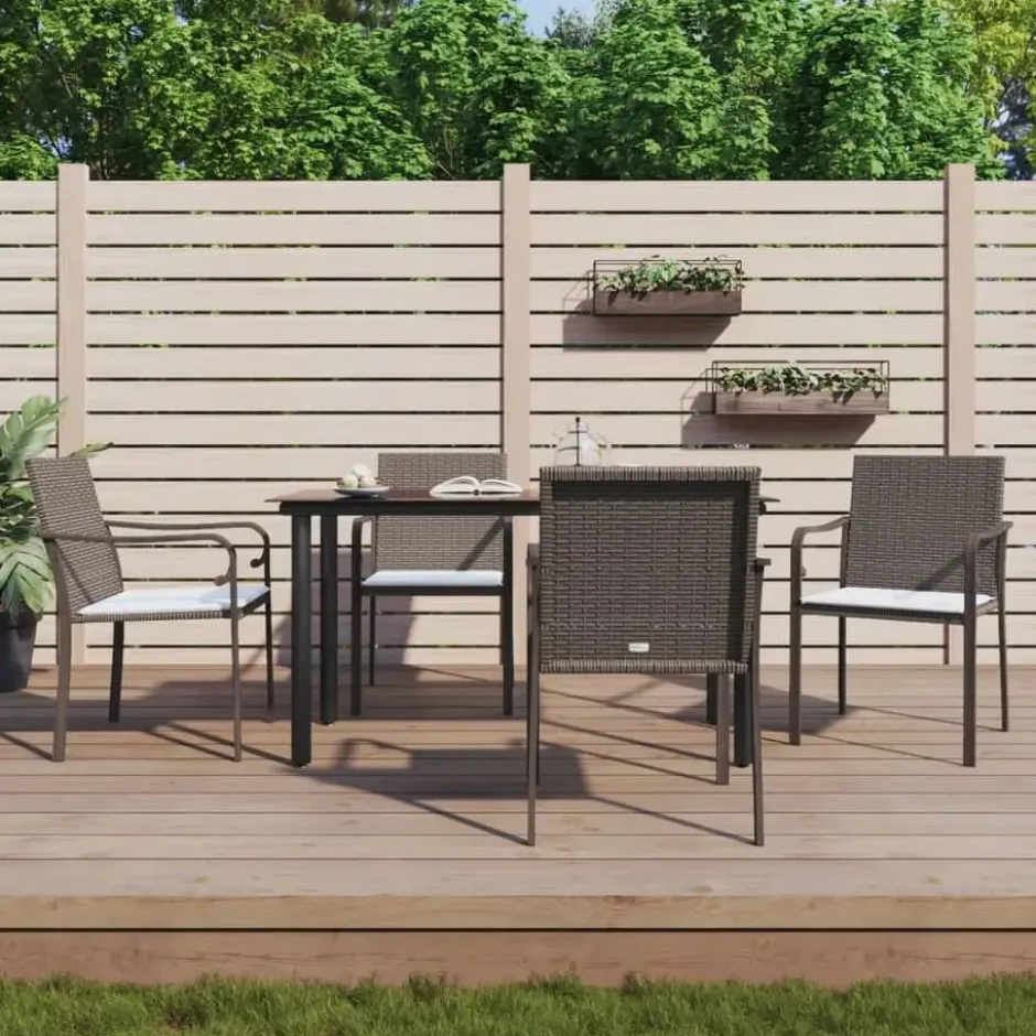 vidaXL - 4-zits Tuinset met zitkussens - Bruin - Poly rattan - 140x70 cm