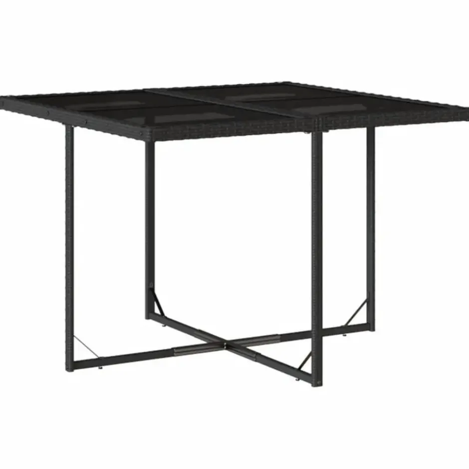 vidaXL - 4-zits Tuinset wit kussens - Zwart - Poly rattan en staal - 110x106 cm