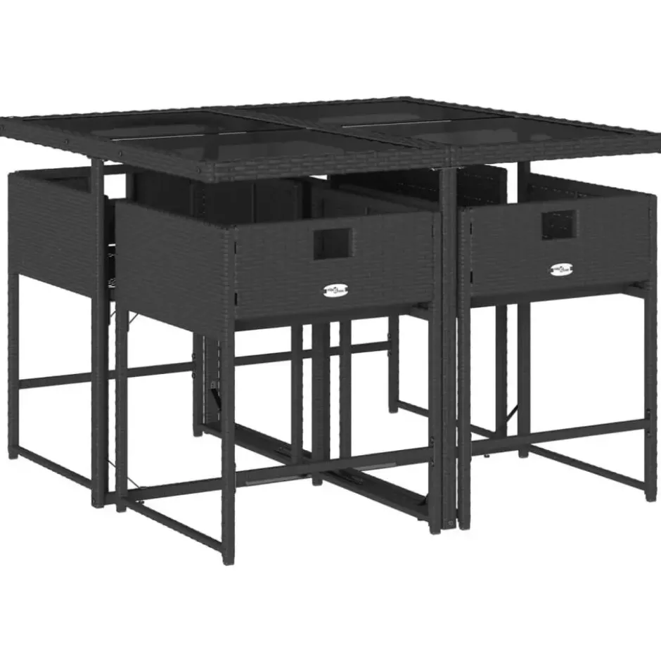 vidaXL - 4-zits Tuinset wit kussens - Zwart - Poly rattan en staal - 110x106 cm
