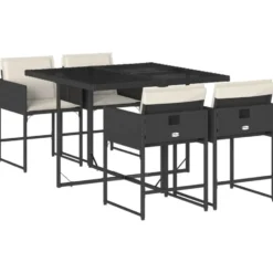 vidaXL - 4-zits Tuinset wit kussens - Zwart - Poly rattan en staal - 110x106 cm