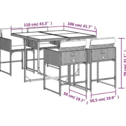 vidaXL - 4-zits Tuinset wit kussens - Zwart - Poly rattan en staal - 110x106 cm