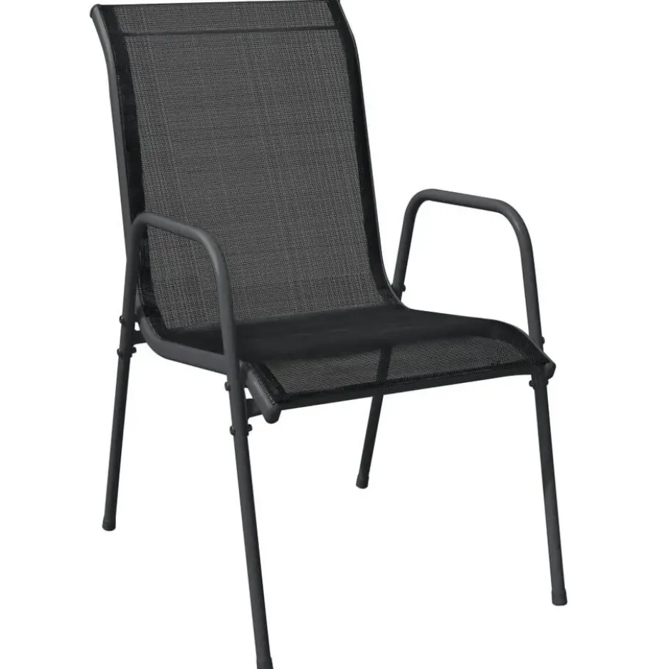 vidaXL - 4-zits Tuinset - Zwart - Textileen en staal - 160x80 cm
