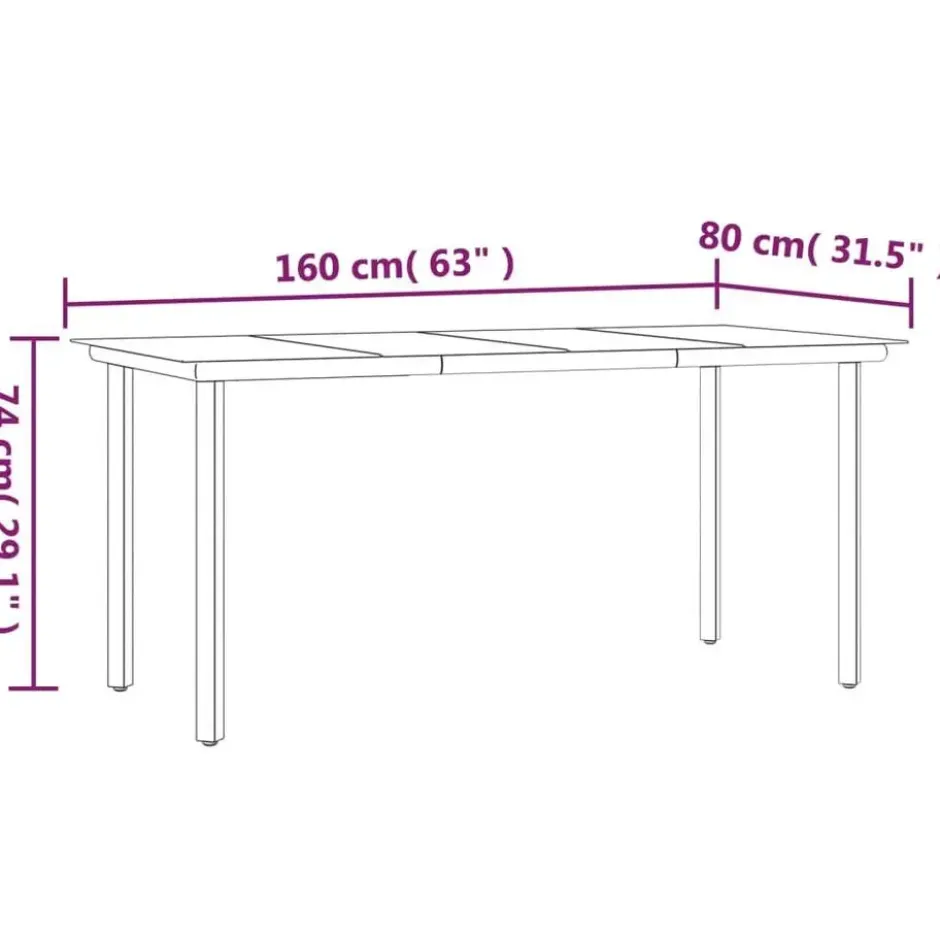 vidaXL - 4-zits Tuinset - Zwart - Textileen en staal - 160x80 cm