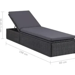 vidaXL - Zonnebed - Zwart - Poly rattan