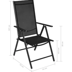 vidaXL - Zwart Tuinset - 4 verstelbaar stoelen - Aluminium - ø 80 cm - 5 stuks