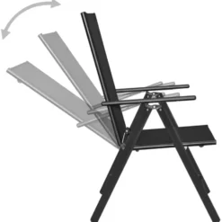 vidaXL - Zwart Tuinset - 4 verstelbaar stoelen - Aluminium - ø 80 cm - 5 stuks