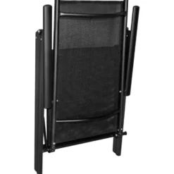 vidaXL - Zwart Tuinset - 4 verstelbaar stoelen - Aluminium - ø 80 cm - 5 stuks