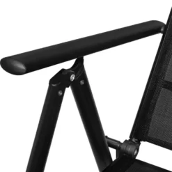 vidaXL - Zwart Tuinset - 4 verstelbaar stoelen - Aluminium - ø 80 cm - 5 stuks