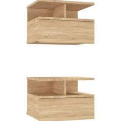vidaXL - Zwevend Nachtkastje - Bruin - Bewerkt hout - 2 stuks