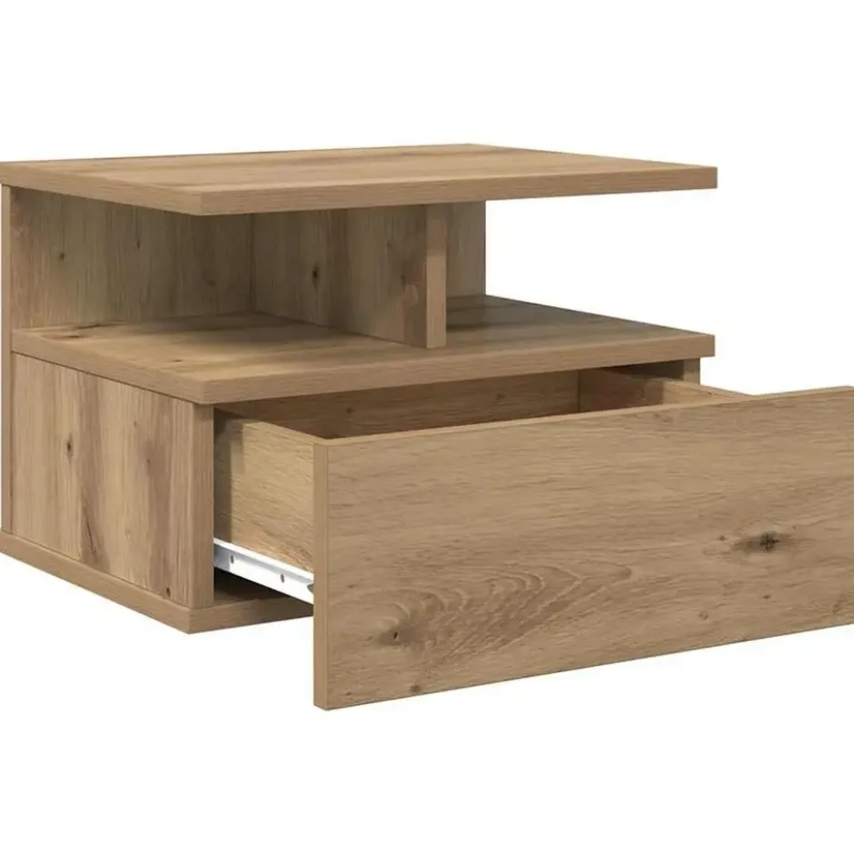 vidaXL - Zwevend Nachtkastjes met lade - Artisan eiken - 40x31x27 cm - 2 stuks