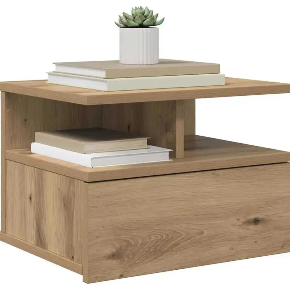 vidaXL - Zwevend Nachtkastjes met lade - Artisan eiken - 40x31x27 cm - 2 stuks
