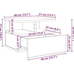 vidaXL - Zwevend Nachtkastjes met lade - Artisan eiken - 40x31x27 cm - 2 stuks