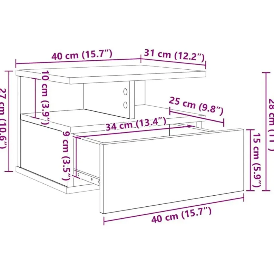 vidaXL - Zwevend Nachtkastjes met lade - Artisan eiken - 40x31x27 cm - 2 stuks