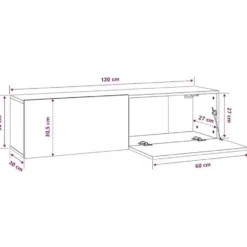 vidaXL - Zwevend TV-meubel met 2 deuren - Zwart eiken - 120x30x30.5 cm