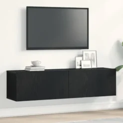 vidaXL - Zwevend TV-meubel met 2 deuren - Zwart eiken - 120x30x30.5 cm