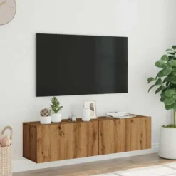 vidaXL - Zwevend TV-meubel met 2 deuren - Artisan eiken - Hout - 120x30x30 cm