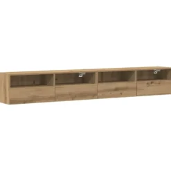 vidaXL - Zwevend TV-meubel met 2 deuren - Zwart eiken - 100x30x30 cm - 2 stuks