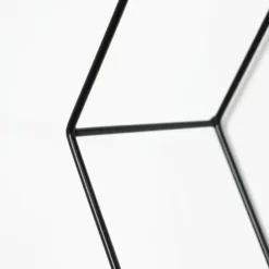 Vierdubbel zeshoekig metalen wandrek met 4 houten plankjes - 40,5x58 cm - Zwart