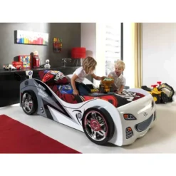 Vipack autobed Brap Brap - wit - 65,2x111x240 cm
