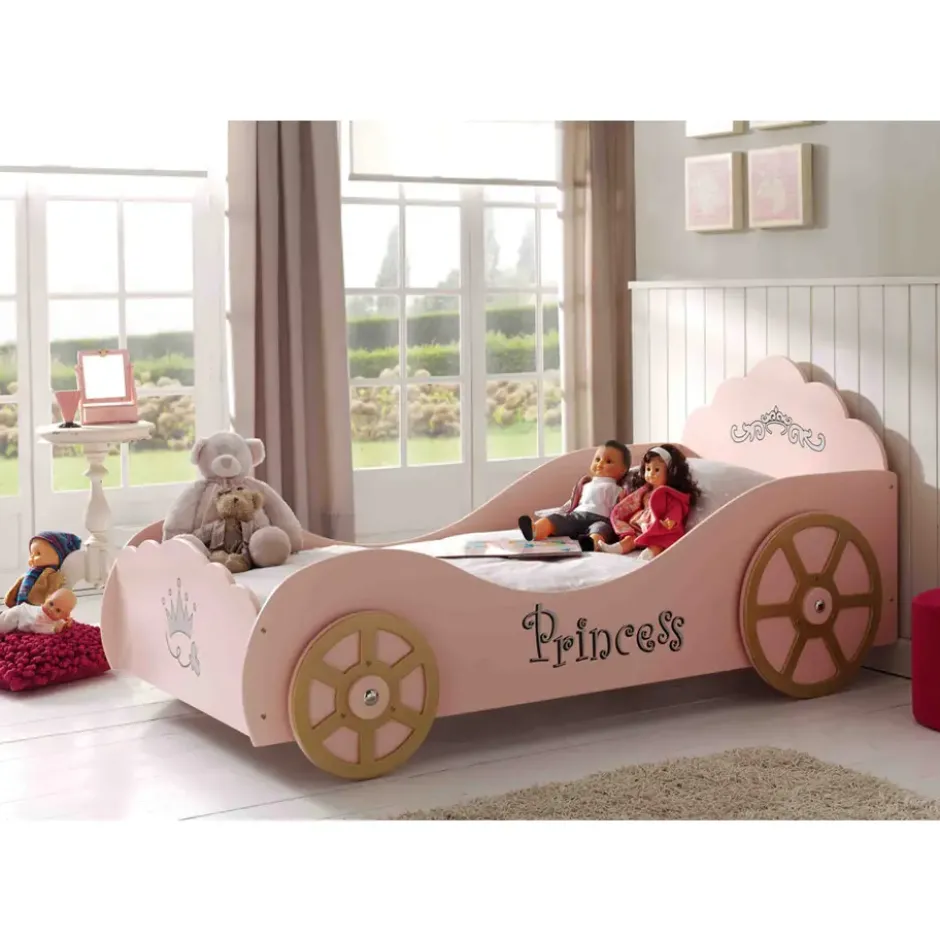 Vipack autobed Princess Pinky - roze - 90,4x106,8x210 cm