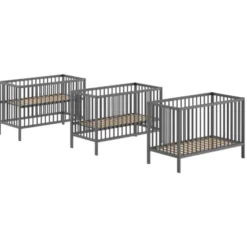 Vipack Babybed Dino - 60 x 120 cm - verstelbaar - antraciet dennenhout
