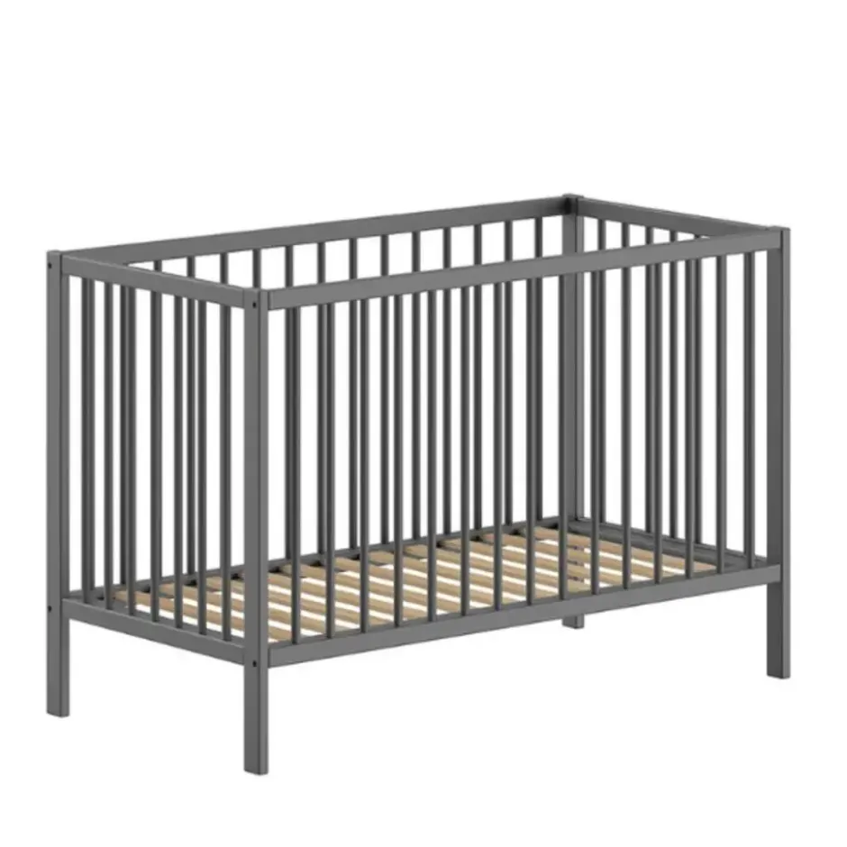 Vipack Babybed Dino - 60 x 120 cm - verstelbaar - antraciet dennenhout