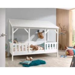 Vipack huisbed met wit dak - wit - 90x200 cm