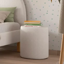 Vipack poef Moon - 41x41 cm - Witte bouclé stof
