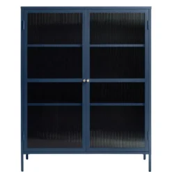 Vitrinekast Blauw - 40x110,9x140cm - Metaal - Kast Bronco