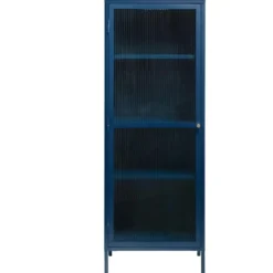 Vitrinekast Blauw - 40x58x160cm - Metaal - Kast Bronco