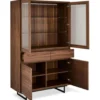 Vitrinekast190cm - Bruin Eikenhout - 110x45x190cm