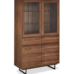 Vitrinekast190cm - Bruin Eikenhout - 110x45x190cm