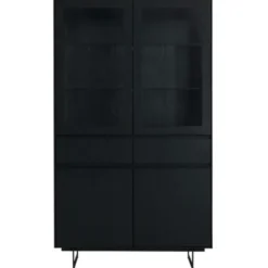 Vitrinekast190cm - Zwart Eikenhout - 110x45x190cm