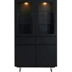 Vitrinekast190cm - Zwart Eikenhout - 110x45x190cm