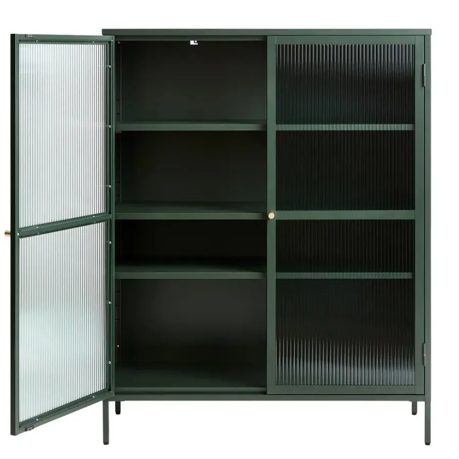 Vitrinekast Groen - 40x110,9x140cm - Metaal - Kast Bronco