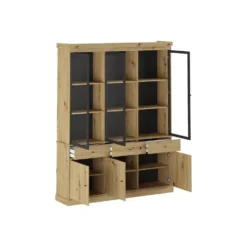 Vitrinekast MARSORIA - 172.5 cmx39.6 cmx217.8 cm - Zwart Natuurlijk licht Glas
