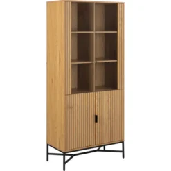 Vitrinekast Naturel Eikenlook - 80x40x180cm - Juna