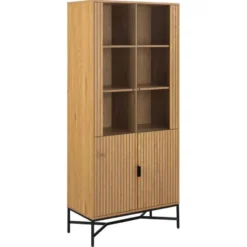 Vitrinekast Naturel Eikenlook - 80x40x180cm - Juna