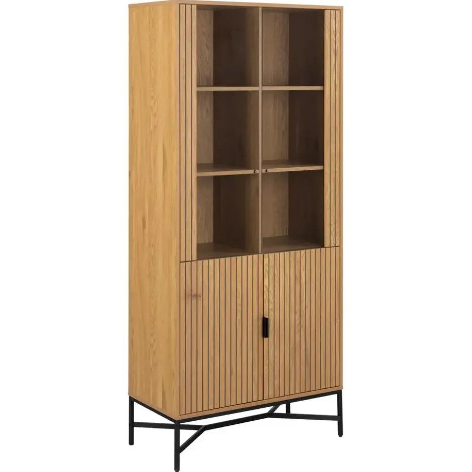 Vitrinekast Naturel Eikenlook - 80x40x180cm - Juna